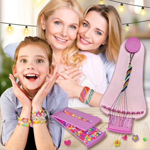 Friendship Bracelet Making Kit toys ,ages for 8 9 10 11 12 Year Old Girls, Kids Travel Activity Set,diy kit,Arts and Crafts Bracelets String Maker Kit ,Great Christmas Birthday Gifts (Purple-Pink) - color: purple-pink