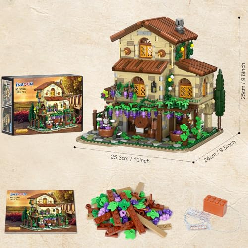INSOON Winery Chateau House Building Set with Lights for Adults