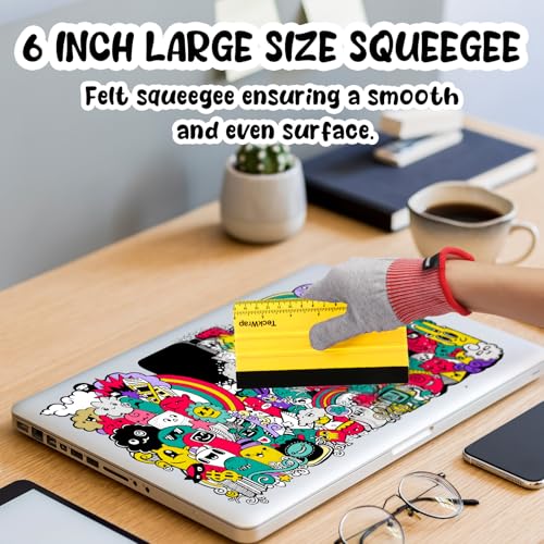 TECKWRAP Felt Squeegee Scraper Tool for Vinyl, Yellow, 6"x2.9" - color: 1pcs Yellow
