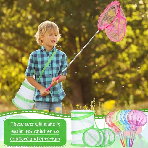 12 Pack Bug Catcher for Kids 8 Telescopic Butterfly Net 4 Butterfly Habitat