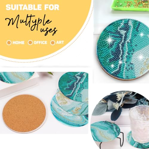 8 Pcs Marble Ocean Shaped Diamond Painting Kits, Diamond Painting Kits with Holder Marble Ocean, Diamond Art Coasters for Beginners Adults - Perfect Art Craft Supplies Gift!… - color: Marble Ocean