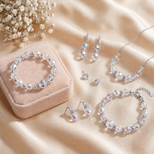 1000Pcs Glass Beads for Jewelry Making, 4/6/8/10mm Bracelet Making Kit - color: AB White