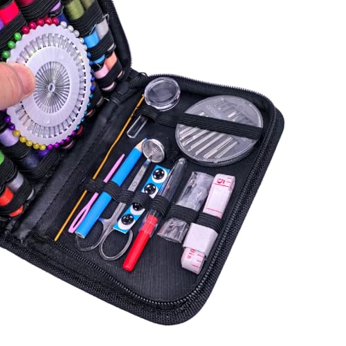 128pcs Sewing Kit for Home, Travel & Emergencies - Filled with Notions Scissor & Thread - Black Bag - color: 128pcs-black