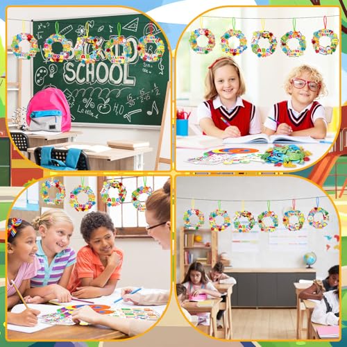 Hollowfly 48 Sets Back to School Craft Kits DIY Wreath for First Day - style: Back to School