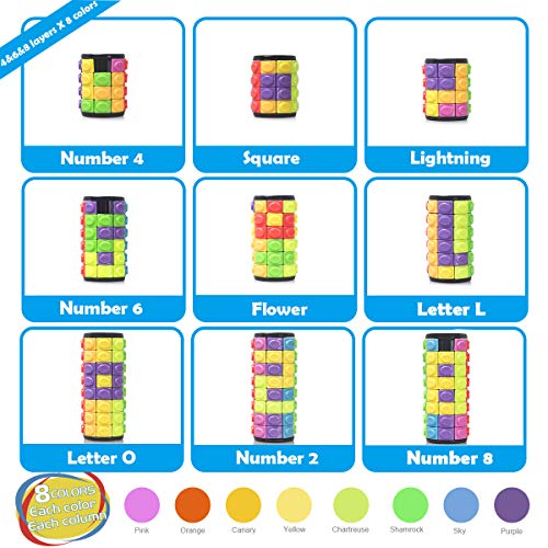 R.Y.TOYS Rotate and Slide Puzzle-Design Patent,Fidget Toys(Restore Order/Create Patterns) 8 Colors,4, 6 and 8 Layers-Detach Piece for Quick Play,Brain Teaser,Sensory Toy Gift,Easter Basket Stuffers - color: 8 Colors X (4 Layers + 6 Layers + 8 Layers)