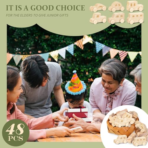 Lenwen 48 Pcs Wooden DIY Car Toys for Party Unfinished Wooden Cars, Wood Truck Wood Graffiti Toy Truck and Crafts DIY for Students Girls Boys Activities Craft Projects Woodworking (Modern) - style: Modern