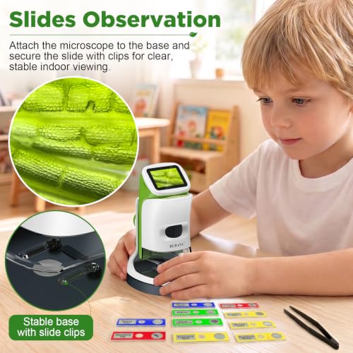 Kids Digital Microscope with Detachable Stand: STEM Science Kit Gift Toys