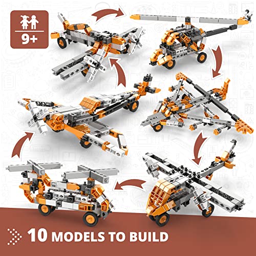 Engino: Discovering STEM - How Aircrafts Work: Technology of Machines - 10 Model Toy Vehicle Brick Building Set, Snap-Fit System, Experiment, Kids 9+ - style: How Aircrafts Work