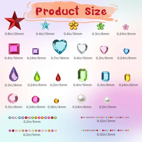 JAMIEWIN 3269pcs Gem Stickers, Self Adhesive Rhinestone Jewel Crafts - size: 3269 PCS (12 Sheets)