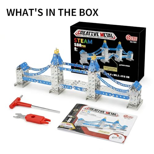 Ferthor Fun Metal Model Tower Bridge Kits for Boys 8-12, 588PCS London Tower Bridge DIY STEM Building Toys for Kids to Build,Construction Sets London Bridge Britain Architecture Kit Famous Landmark