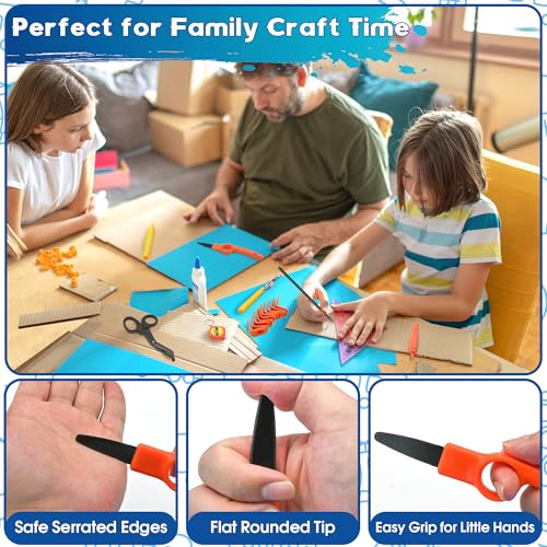 FEMBW Cardboard Construction Kit – 150 PCS DIY STEM Craft Set with Kid-Safe Cardboard Cutter,Safe Serrated Cutter & Tools for Creative Projects, School, Home, Team Activities, Ages 5+