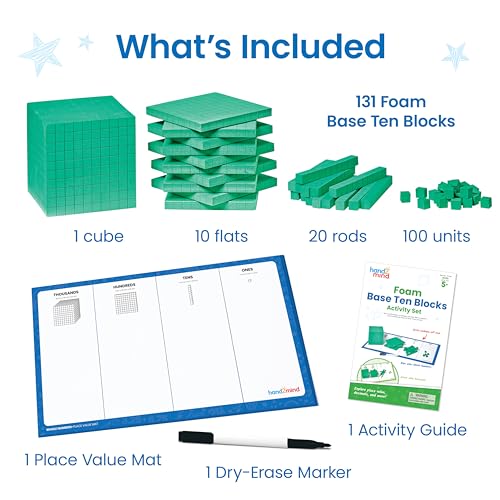 hand2mind Foam Base Ten Blocks Activity Set, 133 Pieces - style: Foam