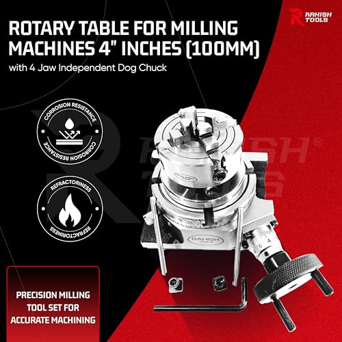 Horizontal & Vertical Rotary Table with 70mm 4 Jaw & T-Nuts Set, 4" - size: 4Inch Rotary + 70mm Chuck