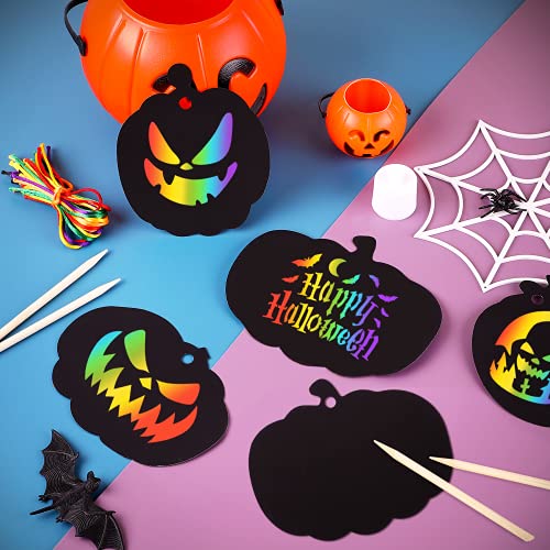 JULMELON 36Pcs Halloween Scratch Art Crafts for Kids, Party Ornaments Kit - style: Halloween Crafts