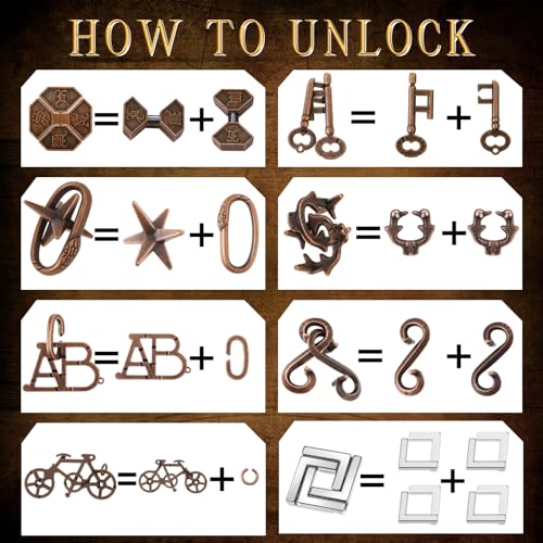100 Pcs Metal Brain Teaser Puzzles Logic Game Set,Premium Style