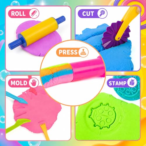 Carolart Sand and Dough Tools Set, 6 Color Cloud Sand Sensory Kit for Kids - style: tool
