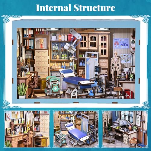 fifijoy Book Nook Kit - DIY Miniature House Doctors Clinic Dollhouse Kit for Adults, Book Nook Tiny House Bookshelf Decor Creative 3D Wooden Puzzle, Gifts for Family, Friends (Doctor's Office) - color: Doctor's Office