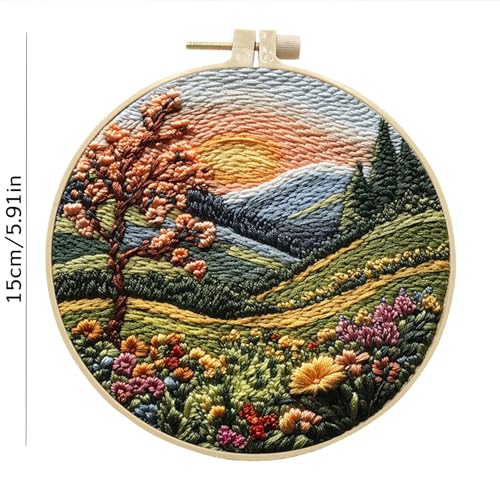 SCECALA 3 Pack Mountain Tree Landscape Embroidery Kit - color: Orange