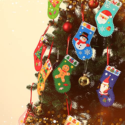 SATINIOR 10 Pcs Christmas Felt Stocking Kits DIY Sewing Ornaments