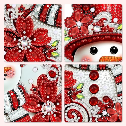 MXJSUA Christmas Snowman Hanging Diamond Art Kits for Adults, Xmas Diamond Art Window Suncatcher Pendant Kits, DIY Special Shaped Crystal Diamond Ornaments Painting Accessories for Decor Gift - color: Snowman