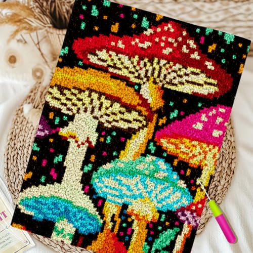 ORIGACH Mushroom Latch Hook Rug Kit for Adults, 20.5x15inch - style: Mushroom