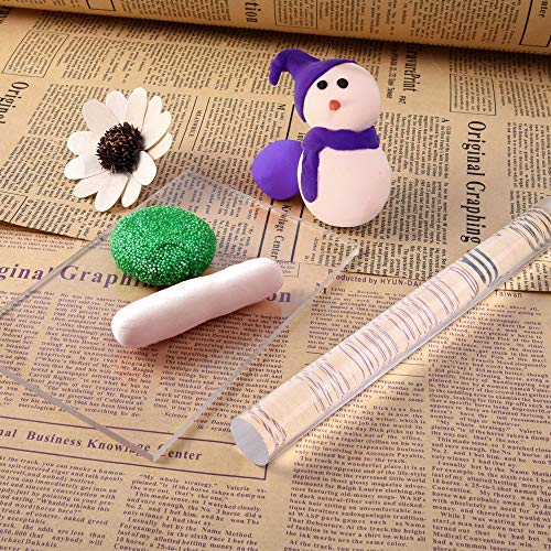 Acrylic Clay Roller with Sheet Backing Board, Assisted Shovel, Rubber Tools/Moulds, Ultra-Light Hand-Made DIY Tools