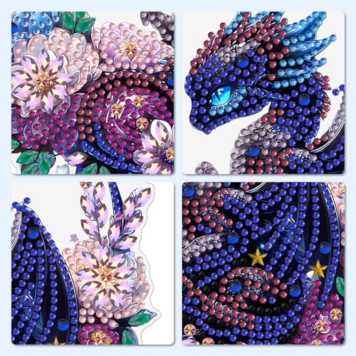 MXJSUA Blue Dragon Diamond Art Hanging Kits for Adults Beginners, Crystal Diamond Suncatchers, Special Shape Diamond Painting Pendant Window Ornament Gifts for Home Garden Door Wall Decor - color: Animal-03
