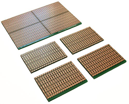 SB4 (Two Pack) Snappable PC BreadBoard, Scored PCB, Snaps Into 4 Small Boards, 2-Layer, Plated Holes, Power Rails, 2.5 x 3.8in (63.5 x 96.5mm)