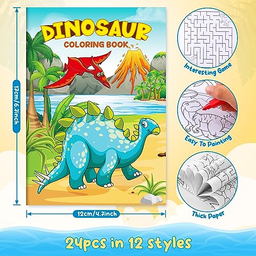 BenLouis 24 Pcs Dinosaur Mini Coloring Books for Kids Party Favors - style: Dinosaur