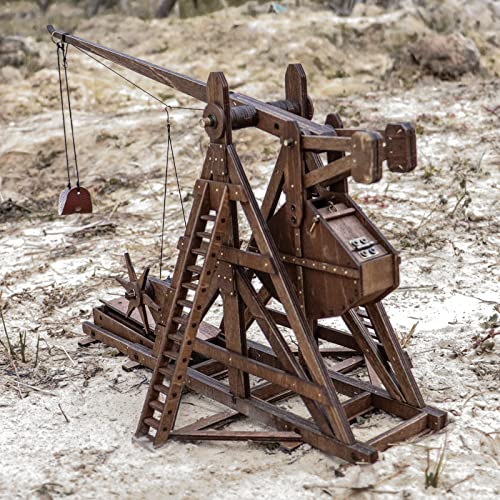The MINI Counterweight Trebuchet Medieval Siege Equipment 3D Wooden Puzzle Model Kit for Adults, DIY STEM Project Tabletop Toy, Alder Veneer Plywood, 14 Years and Older