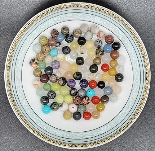 1200pcs 6mm Natural Round Stone Beads Real Gemstone Beading Loose Gemstone Hole Size 1mm DIY Smooth Beads for Bracelet Necklace Earrings Jewelry Making,Box Packed(24 Material -A,6mm) - color: 24 material -A,6mm, size: 6mm