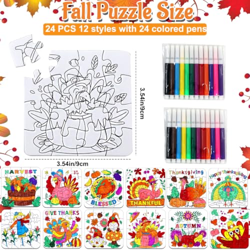 Fall Thanksgiving Crafts for Kids, Autumn Activity Art DIY Kit Blank Puzzle - color: Fall Thanksgiving Turkey Colorful