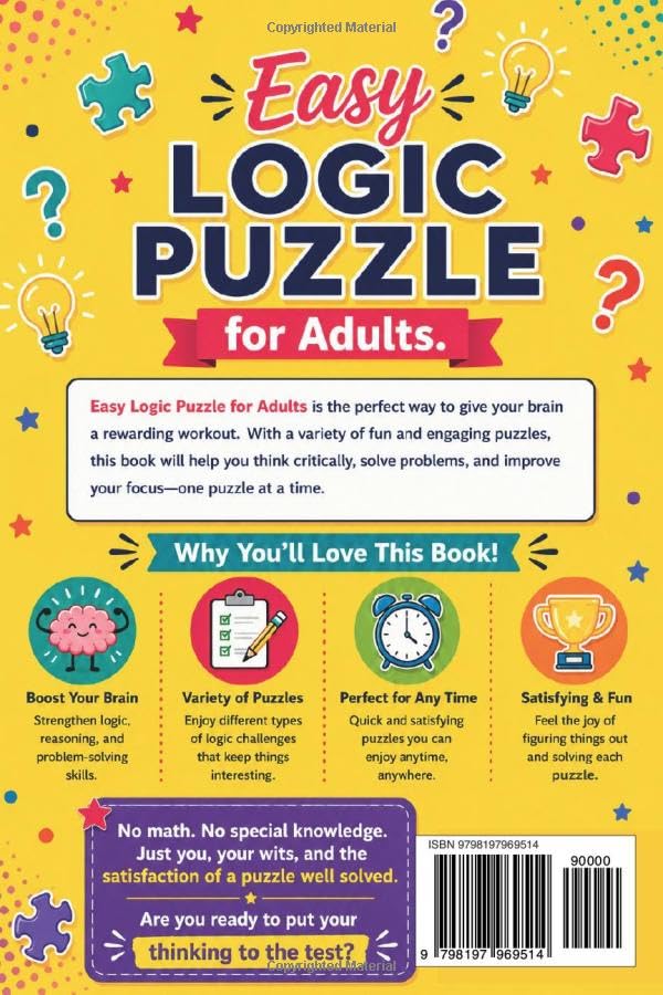 Easy Logic Puzzle For Adults: Relaxing Brain Games to Challenge Your Mind