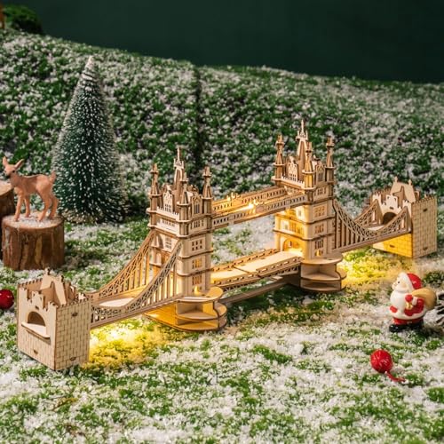 Rolife 3D Wooden Puzzles DIY London Tower Bridge Craft Model Kits for Adults to Build Birthday Gfit for Friends and Family - color: Tower Bridge