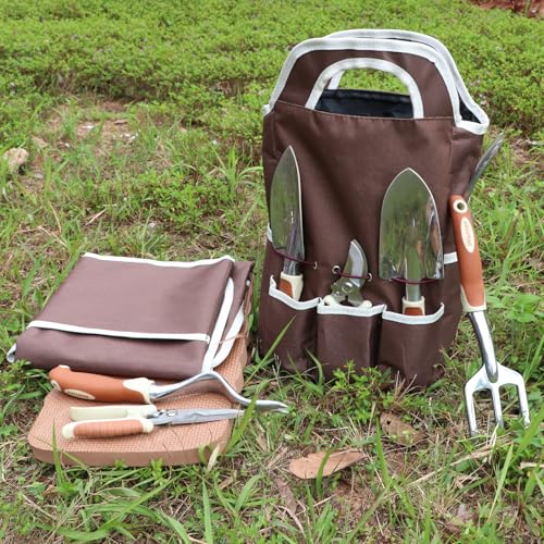Brown Garden Tools Set 12-Piece, Gardening Gifts for Women Men - color: brown