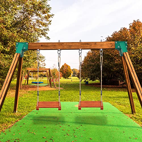 BeneLabel A-Frame 2 Swing Set Brackets, Heavy Duty Steel Swing Set Hardware with Mounting Hardware, DIY Swing Set End Bracket Swing Set Kit for 2 (4x4) Legs & 1 (4x6) Beam, Green - color: Both Ends Swing Set Bracket