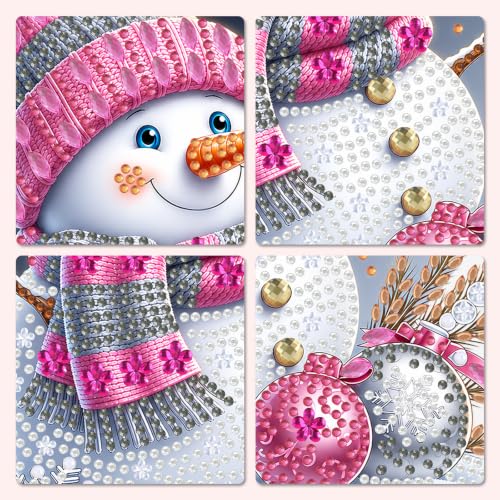 MXJSUA Christmas Moon Snowman Hanging Diamond Art Kits for Adults, Xmas Diamond Art Window Suncatcher Pendant Kits, DIY Special Shaped Crystal Diamond Ornaments Painting Accessories for Decor Gift - color: Moon Snowman