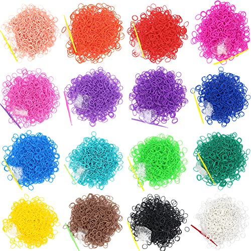 6000-Pack Rubber Loom Bands Making Kit,50PCS S-Clips10-Hooks,Colorful Rubber Bands Refill Kits for Weaving DIY Crafting Gift (White) - color: 02 White