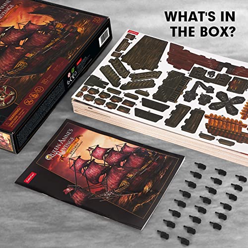 CubicFun 3D Puzzles for Adults Queen Anne's Revenge, Red, 391 Pieces - style: Red Queen Anne's Revenge