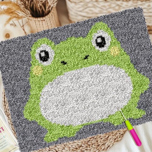ORIGACH Frog Latch Hook Rug Kit for Adults, 20.5x15inch - style: Frog