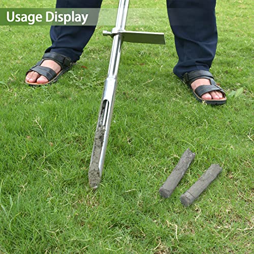 Soil Probe 40 Inch with 2 Bags, Soil Sample Probe with Ejector for Lawn House Plants, T-Handle Soil Sampler Probe Rod with Pedal, Stainless Steel Soil Test Kits Tool for Soil Sampling - size: 40"