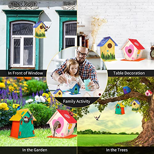 ILHSTY 18 Pack Large Paintable DIY Wooden Bird Houses Kits for Kids, Kids Crafts Wood Houses for Crafts Class Parties Birthday, DIY Crafts and Art Birdhouse Kits for Children to Build and Design(18)