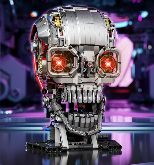 Mechanical Skull Building Set for Adults, Mechanical Skeleton Head Building Blocks Set, Compatible with Lego, Buildable Horror Display Model, Home and Office Decor Gift for Adults Teens 14+ (1099 PCS) - color: Skull