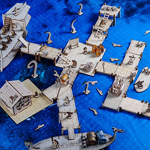 CZYY DND Dock Basic Set, 7 Wood Modular Walkway Terrain Platforms - style: style1