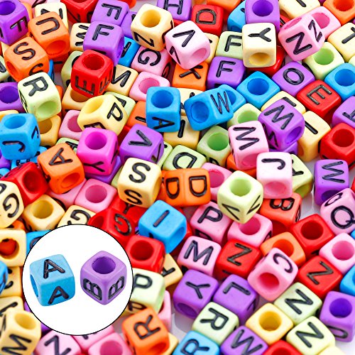 Augshy 1400pcs 5 Color Cube Alphabet Bead,Letter Beads DIY Activity Craft - color: 5colors A