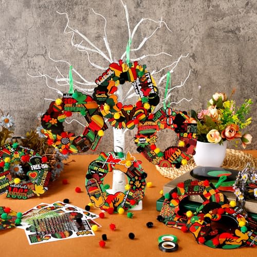 Hollowfly 48 Sets Juneteenth Wreath Craft Kits - style: Juneteenth