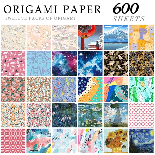 12 Different Packs Full Collection Origami Paper, 6-Inch Double Sided Color - color: 12 set