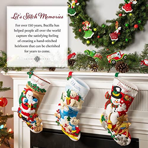Bucilla Felt Applique 6 Piece Ornament Making Kit, Cozy Christmas, Perfect for DIY Arts and Crafts, 89639E
