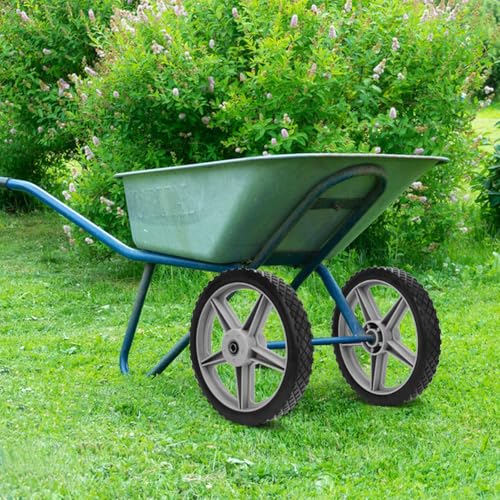 2 Pack Spoked Plastic Wheel and Plastic Tire, 12 x 1.75 Inch Heavy Duty wheel and Axle Kits for Carts – Ideal Wheels Replacement for Lawn Mowers, Carts, Bikes, and More