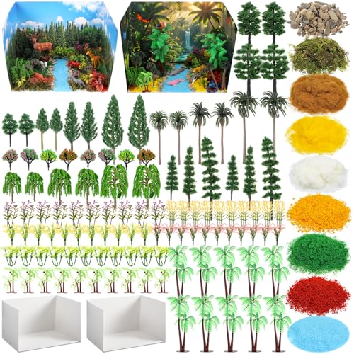 Sureio 120 Pcs Model Trees Diorama Kit Supplies with 2 Display Boxes - style: Classic